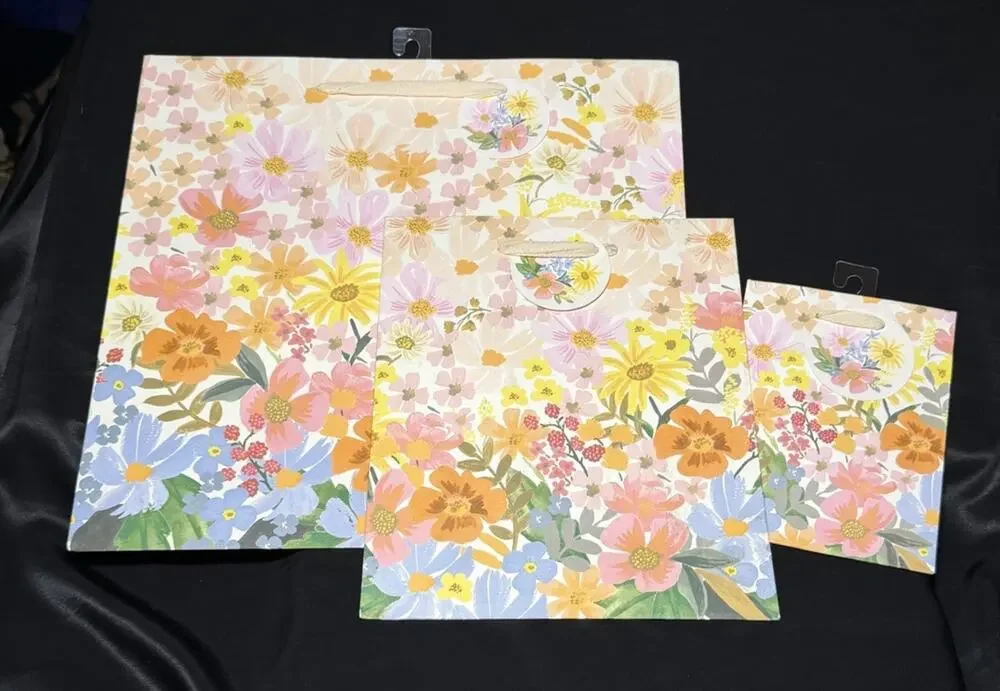 New Rifle Paper Co Marguerite Lot Of 3 Large Medium Small Flower Gift Bags